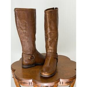Vintage Mexico Frye 15.5" Tall Riding Caramel Harness Boot Women's 7.5 #0124C